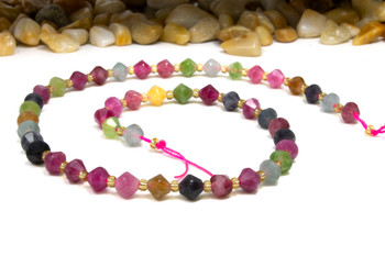 Jade Polished 6mm Tourmaline Color Faceted Bicone