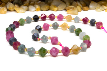 Jade Polished 8mm Tourmaline Color Faceted Bicone