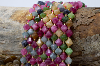 Jade Polished 8mm Tourmaline Color Faceted Bicone
