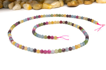 Jade Polished 3mm Tourmaline Color Faceted Round
