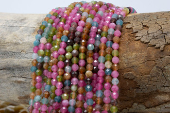 Jade Polished 4mm Tourmaline Color Faceted Round
