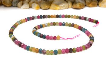 Jade Polished 3x4mm Tourmaline Color Faceted Rondelle