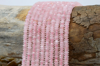 Rose Quartz Polished 2x5mm Faceted Rondelle