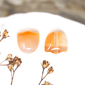 Lampwork Glass Bead 9mm Peach Tulip Flower