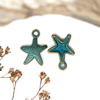 Patina Brass Plated Alloy 11mm Star Fish Charm