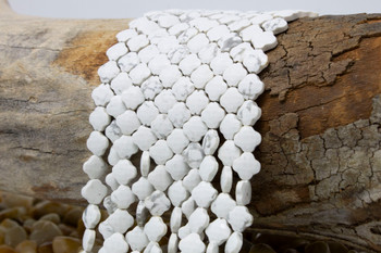 Howlite Polished White 8mm Faceted Clover / Quatrefoil