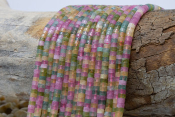 Jade Polished 2x4mm Tourmaline Color Wheel