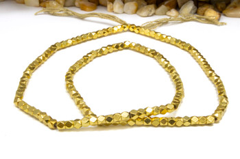 Bright Gold Plated Brass 4.5mm Faceted Cube