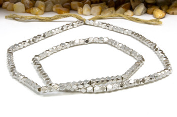 Light Silver Plated Brass 4.5mm Faceted Cube