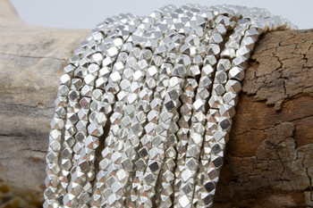 Light Silver Plated Brass 4.5mm Faceted Cube