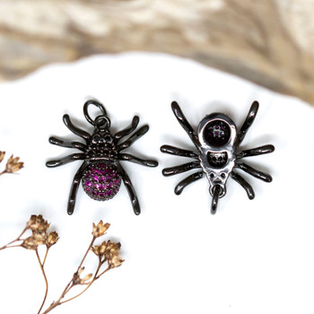 Pink Micro Pave 19x15mm Black Spider