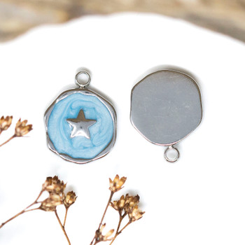 Stainless Steel Enamel 13mm Blue Star Charm