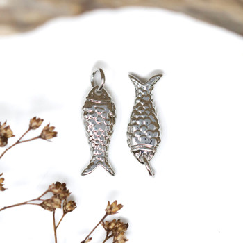 Silver Plated 17x7mm Sardine Fish Charm