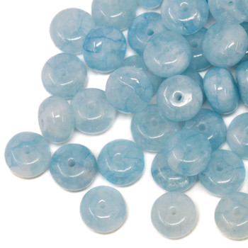 Jade Polished 5x8mm Rondelle - Dyed Sky Blue - Sold Individually