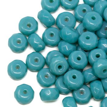 Jade Polished 5x8mm Faceted Rondelle - Dyed Turquoise - Sold Individually