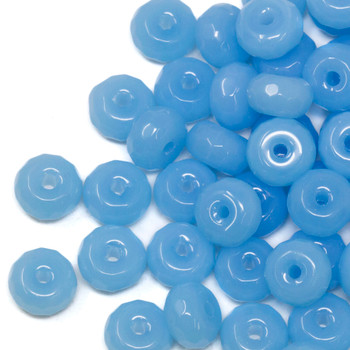 Jade Polished 5x8mm Faceted Rondelle - Dyed Sky Blue - Sold Individually