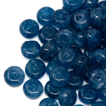 Jade Polished 5x8mm Rondelle - Dyed Dark Teal Blue - Sold Individually