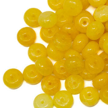 Jade Polished 5x8mm Rondelle - Dyed Yellow - Sold Individually