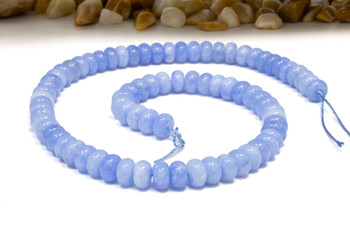 Jade Polished 5x8mm Smooth Rondelle - Dyed Baby Blue