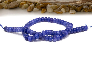 Jade Polished 5x8mm Smooth Rondelle - Dyed Cobalt