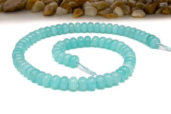 Jade Polished 5x8mm Smooth Rondelle - Dyed Dark Aqua