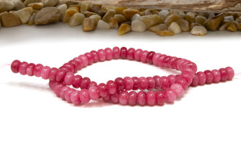 Jade Polished 5x8mm Smooth Rondelle - Dyed Cranberry
