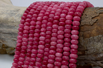 Jade Polished 5x8mm Smooth Rondelle - Dyed Cranberry