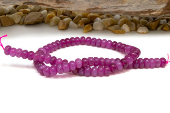 Jade Polished 5x8mm Smooth Rondelle - Dyed Pink Orchid