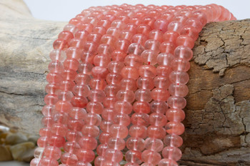 Jade Polished 5x8mm Smooth Rondelle - Dyed Pink Coral