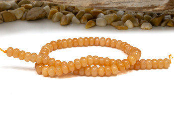 Jade Polished 5x8mm Smooth Rondelle - Dyed Tangerine