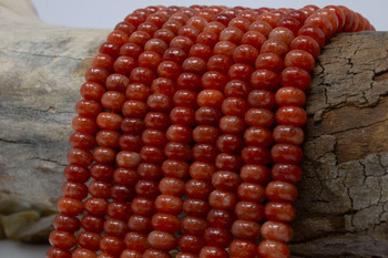 Jade Polished 5x8mm Smooth Rondelle - Dyed Dark Orange
