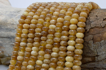 Jade Polished 5x8mm Smooth Rondelle - Dyed Butterscotch