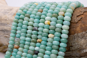 Jade Polished 5x8mm Smooth Rondelle - Dyed Aqua Mix
