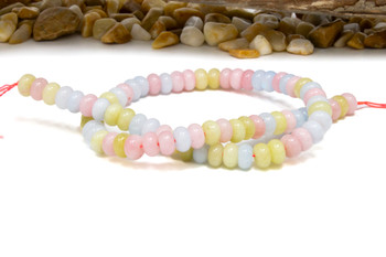Jade Polished 5x8mm Smooth Rondelle - Dyed Pastel Mix
