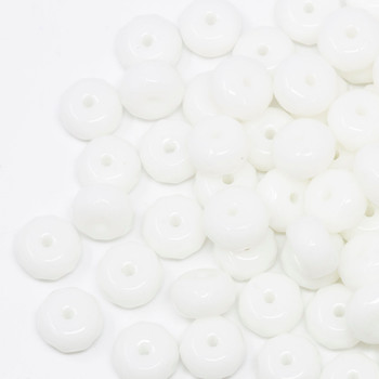 Jade Polished 5x8mm Rondelle - Dyed  Opaque White - Sold Individually