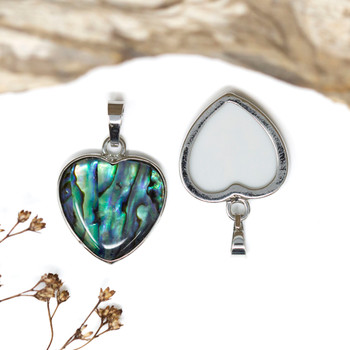 Abalone Polished Silver Plated 21mm Heart Pendant