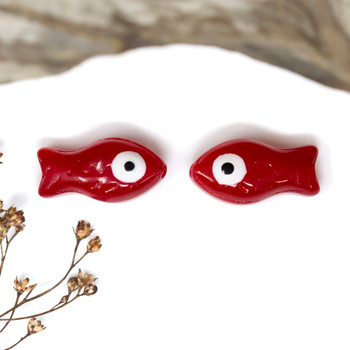Glass 21x11mm Red Fish Bead