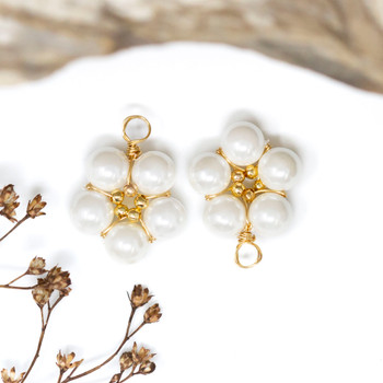Pearl Polished 17mm Wire Wrapped Flower Pendant