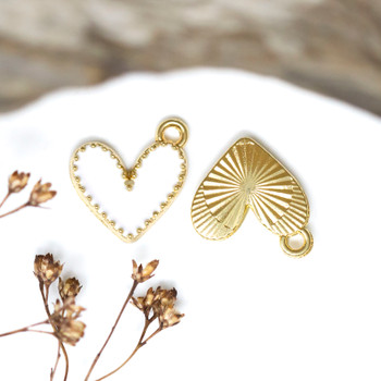 Enamel 14x13.5mm White Heart Charm