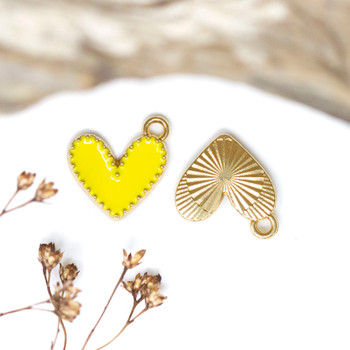 Enamel 14x13.5mm Yellow Heart Charm