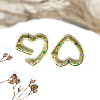Gold Plated Micro Pave 19mm Multi Colored Heart Carabiner