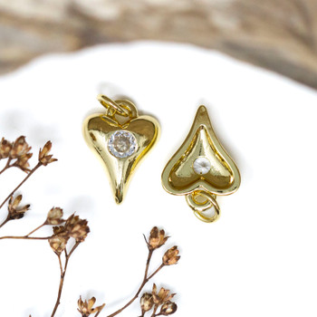 Gold Plated Micro Pave 15x11mm Heart Charm