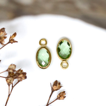 Gold Plated Micro Pave 4.7x9mm Olive Oval Charm