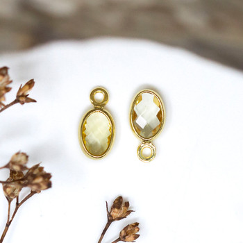 Gold Plated Micro Pave 4.7x9mm Golden Oval Charm