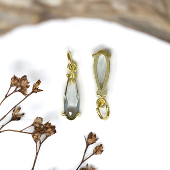Gold Plated Micro Pave 15x5mm Soft Smoke Drop Charm