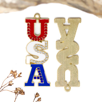 Micro Pave 45x12mm USA Pendant