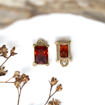 Gold Plated 10x6mm Orange Rectangle Glass