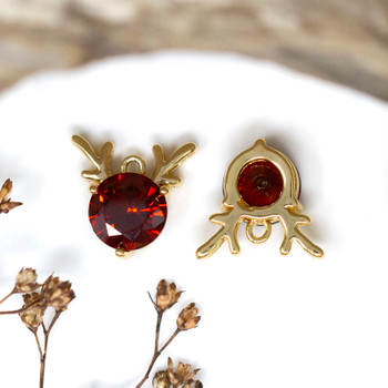 Gold Plated Micro Pave 13mm CZ Deer Head Charm