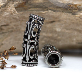 Stainless Steel 34x10mm Fleur De Lis Tube Bead