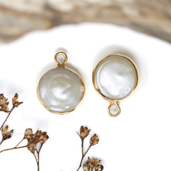 Gold Plated Freshwater Pearl Polished 12mm Baroque Charm